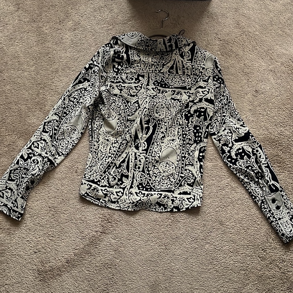NWT Jeff Gallano black & cream blouse Size 2- Medium - Picture 3 of 4